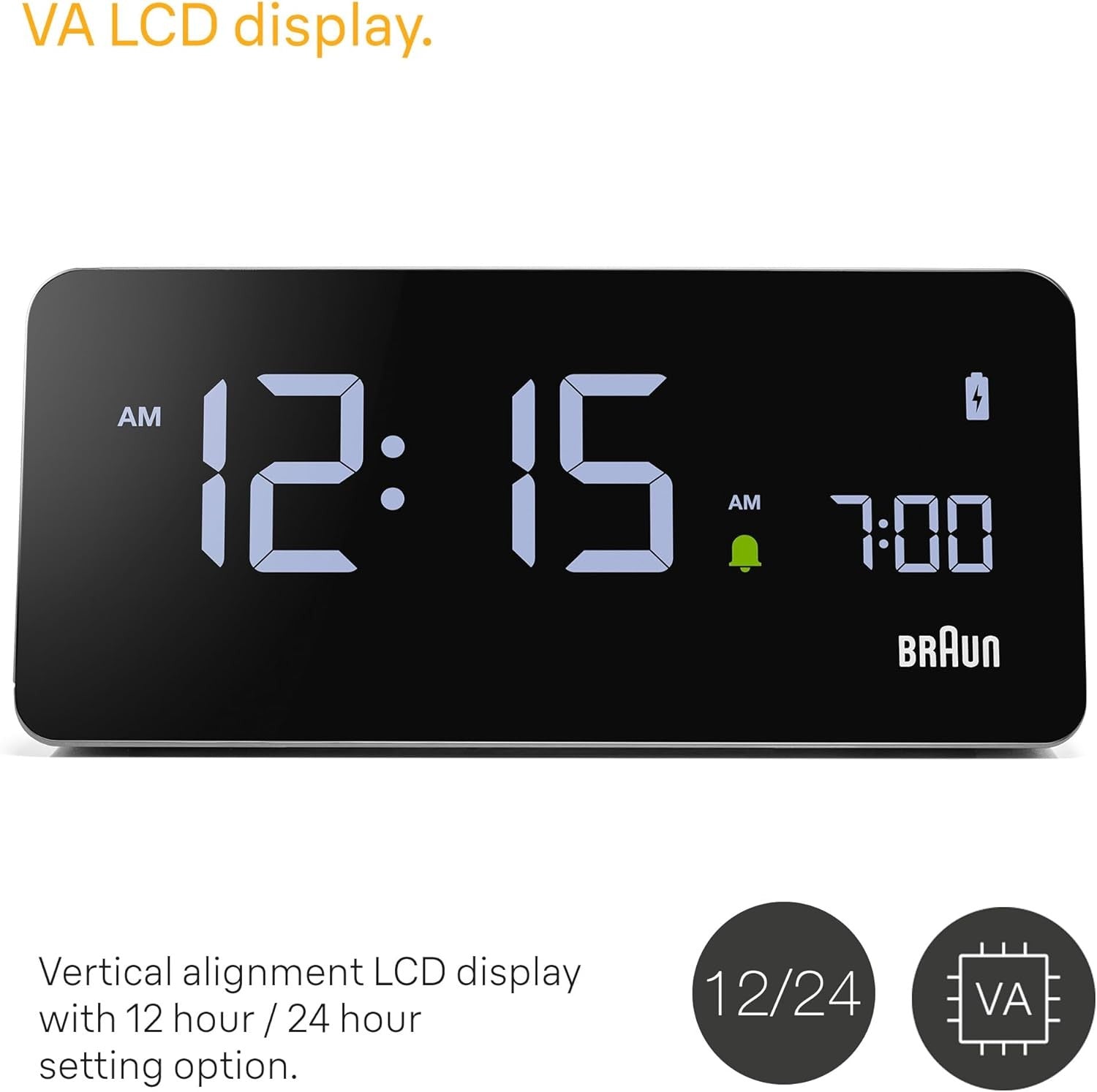 Wireless Charging Digital Alarm Clock LCD Auto Dimming Fast Charge