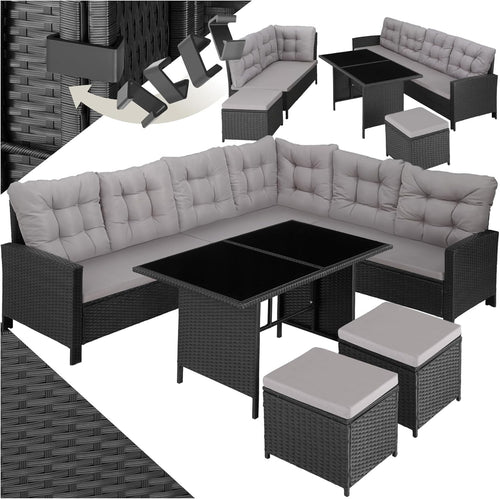 Outdoor Rattan Garden Sofa Set 8 Seater Large Corner Patio Table Cushions