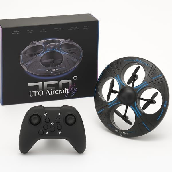 Black UFO Mini Drone for Kids 360° Stunts LED Remote Control Toy