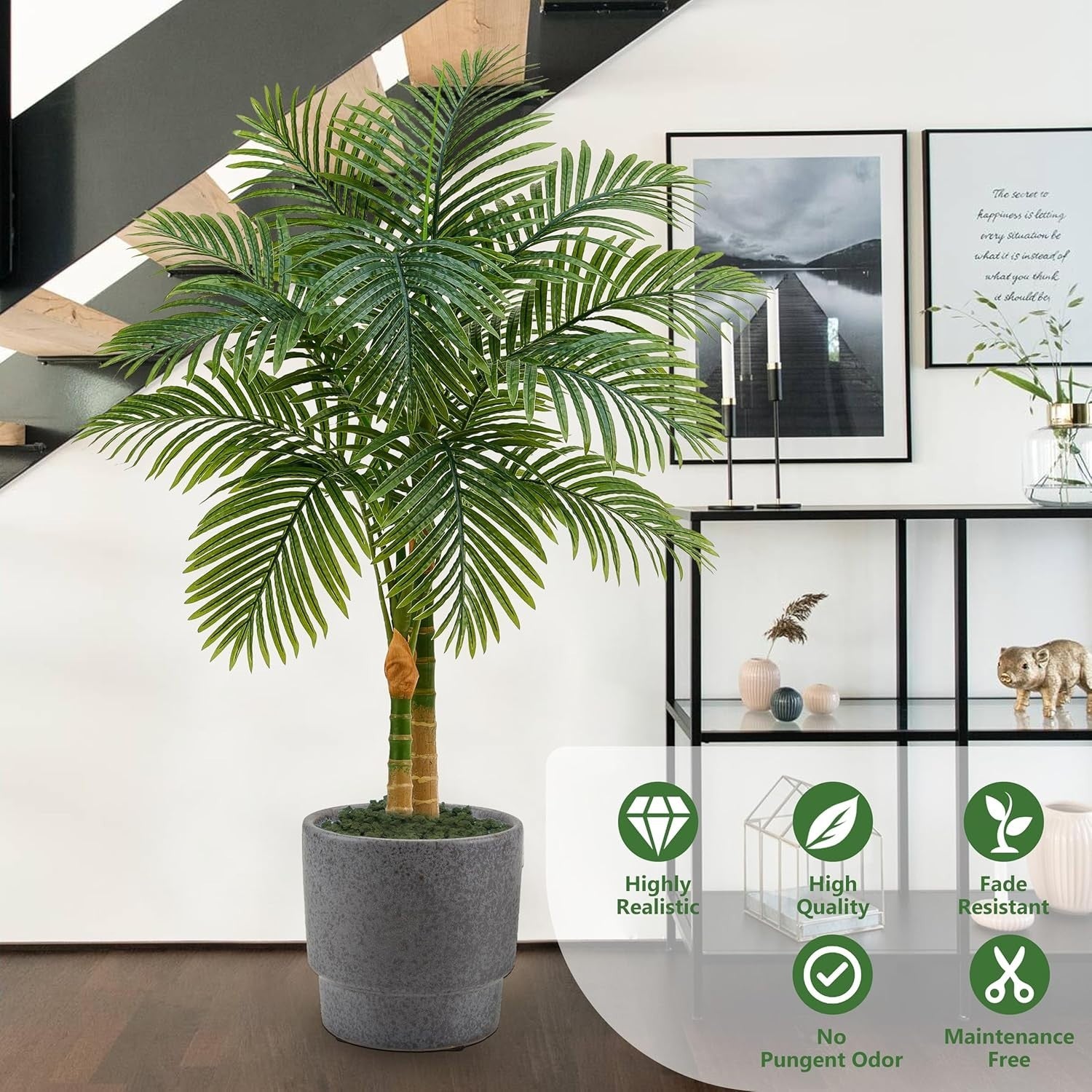 120cm Artificial Palm Tree in Pot Tropical Green Lifelike Indoor Home Decoration