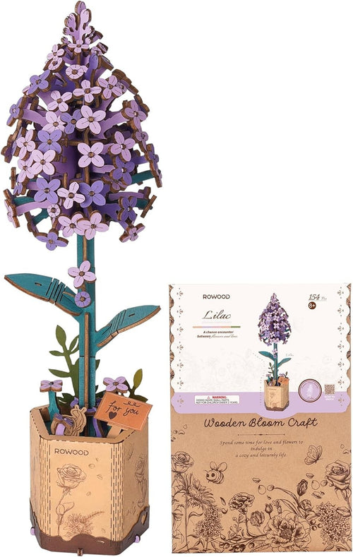 3D Wooden Flower Puzzle Kit DIY - Handmade Floral Decor Craft Gift Set