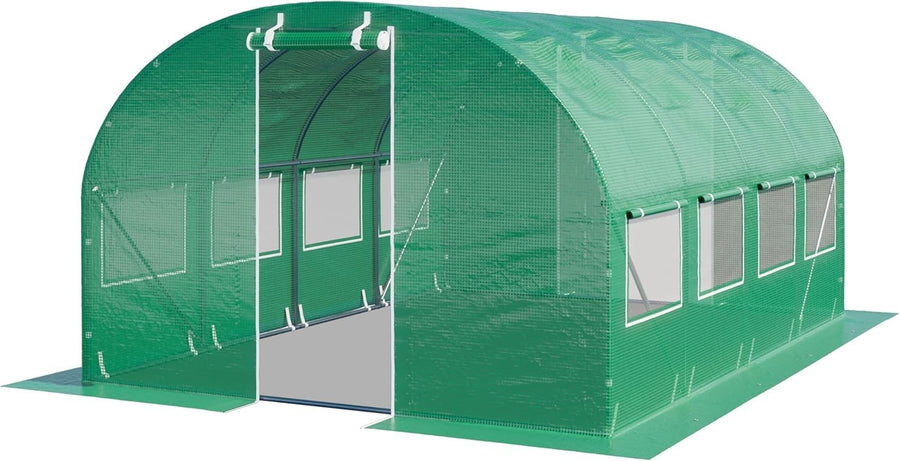Heavy Duty Polytunnel Greenhouse 3x4m UV Resistant PE Cover with Windows & Metal