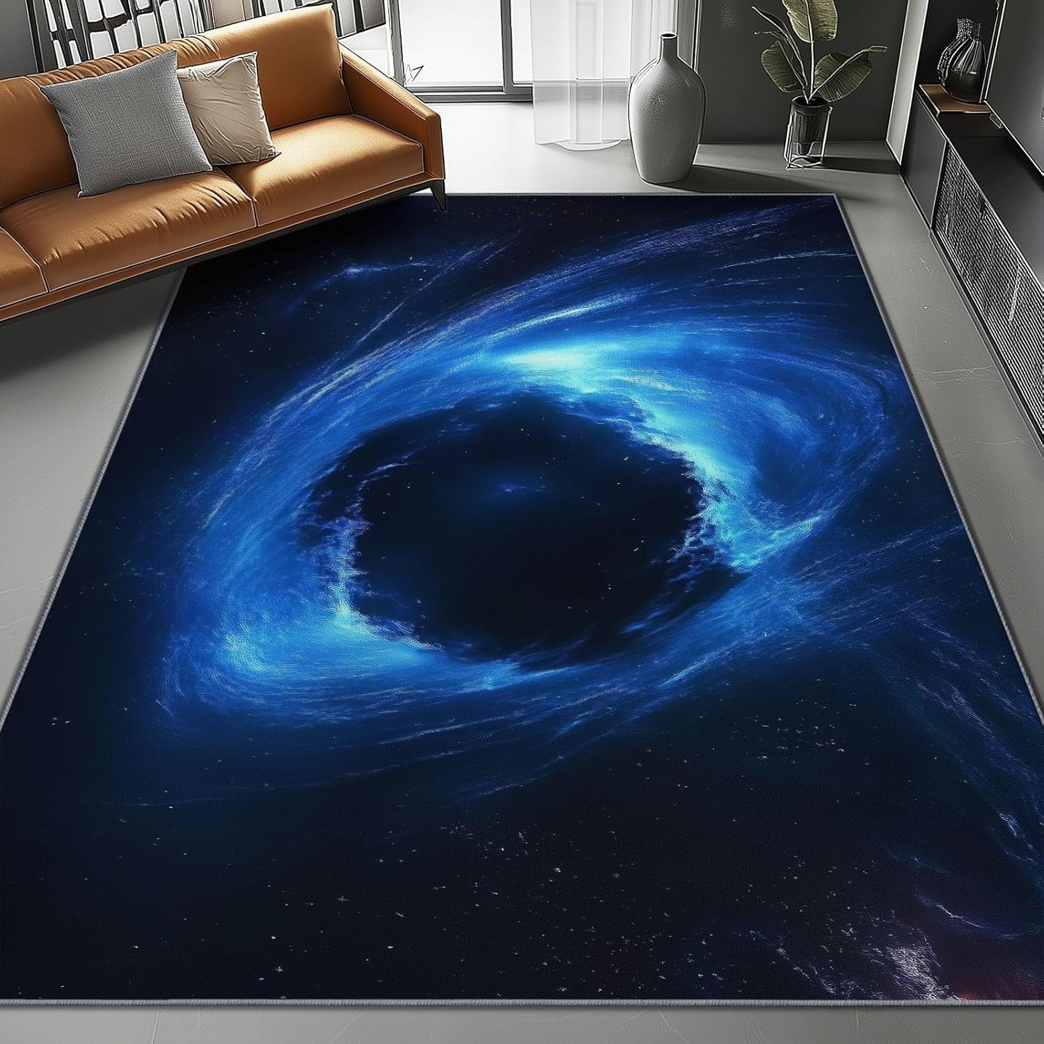 Galaxy Black Hole Area Rug 120x180cm Non Slip Washable Living Room Carpet