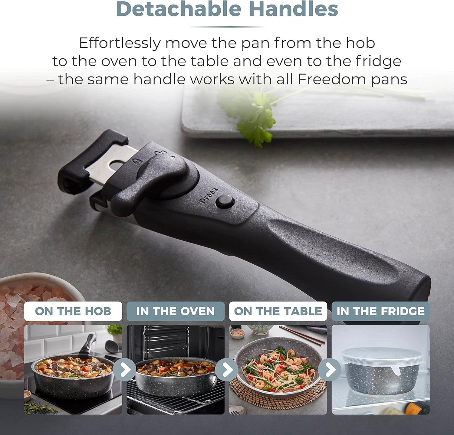 13pcs Graphite Non Stick Cookware Set  Stackable Pans with Detachable Handle