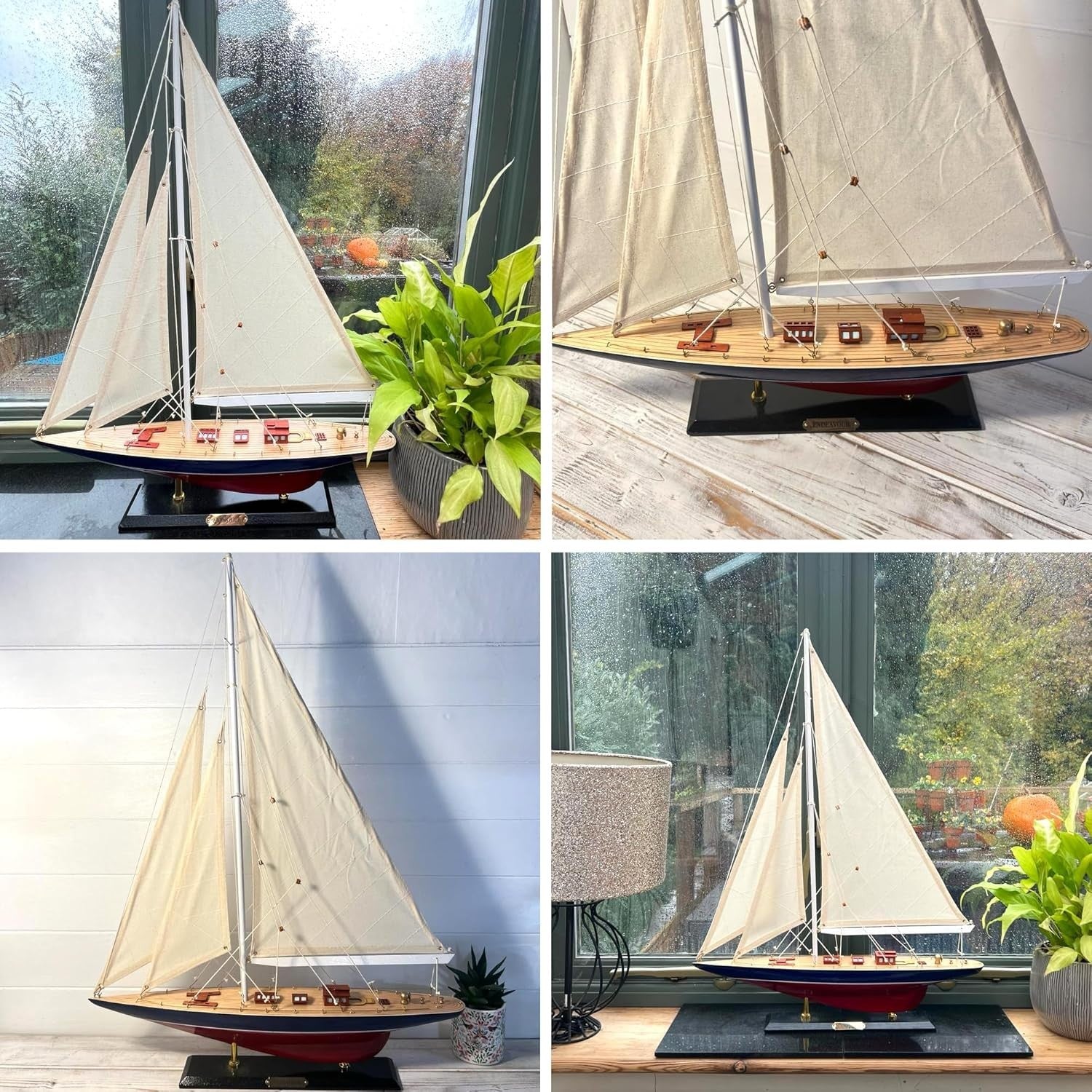 Wooden Endeavour Yacht Model 50cm | J Class Sailboat Decor | Fully Assembled