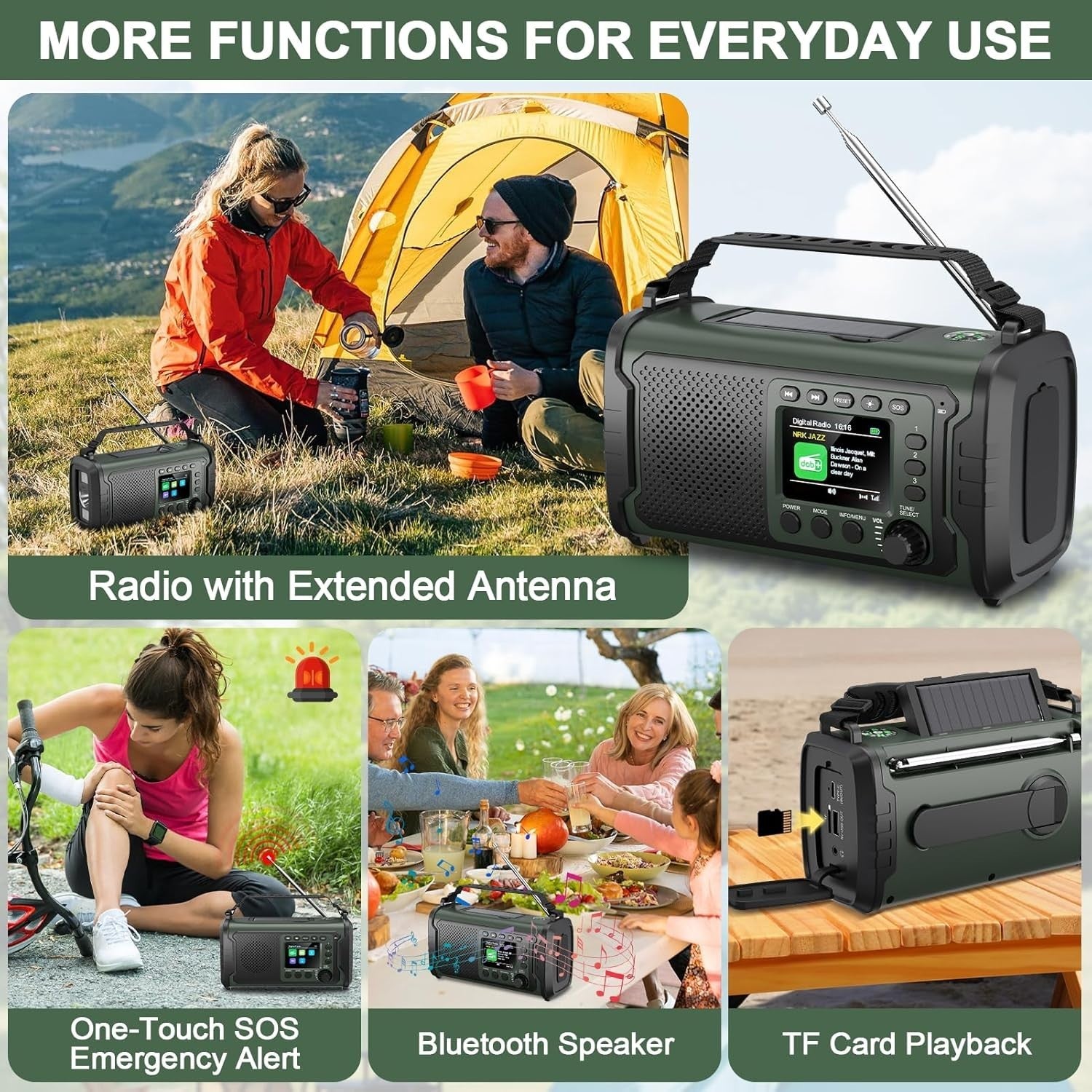 Portable DAB Radio 27000mAh Battery | Bluetooth, FM, SOS, Torch