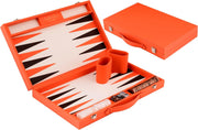 18” Luxury Backgammon Set Faux Leather Case Inlaid Board Travel Game