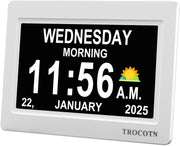 7” Dementia Digital Clock Large Day Display Auto Dimming Elderly