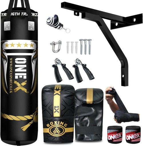 4FT Heavy Filled Boxing Punch Bag 20kg MMA Kickboxing Training Set