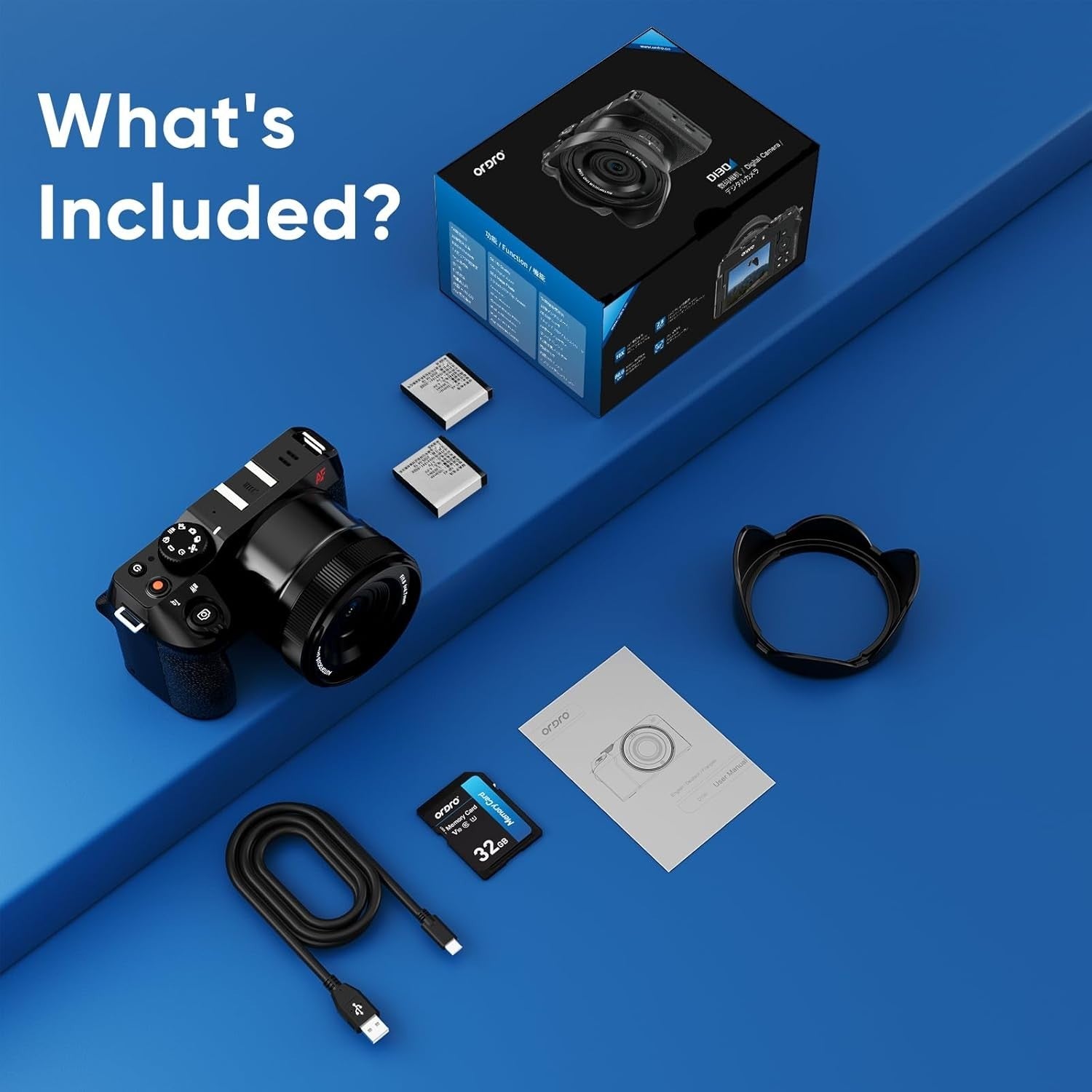 5K 80MP Vlogging Camera WiFi Flip Screen w/ 32GB SD Card Kit