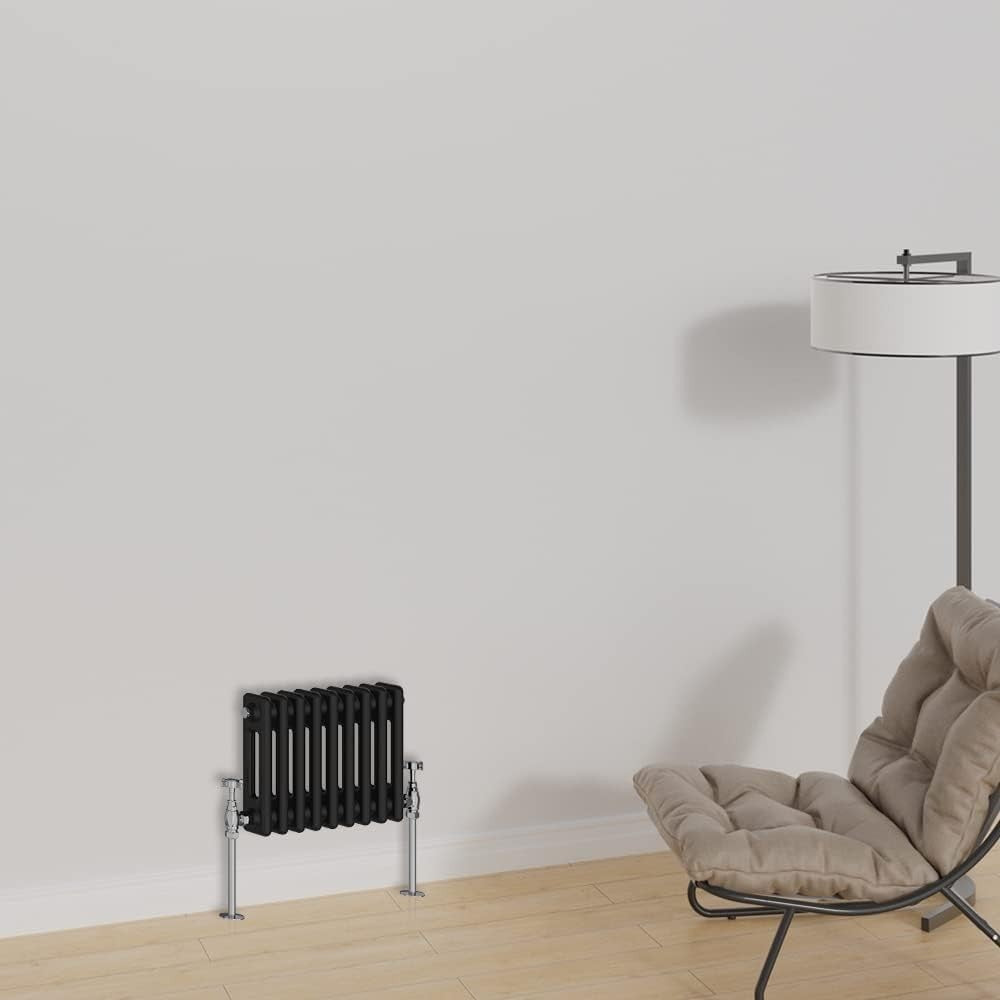 Horizontal Cast Iron Radiator 300x425mm Double Panel Anthracite Heating