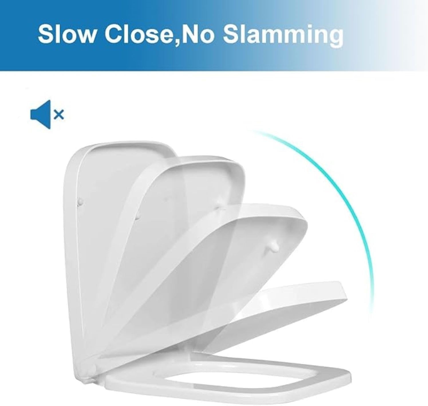 Square Soft Close Toilet Seat Quick Release Adjustable Hinges 42x36cm White