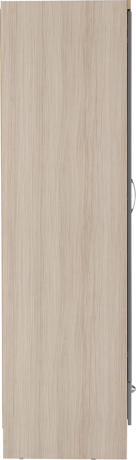 2 Door Mirrored Wardrobe with Drawer – Grey Gloss Oak Bedroom Storage