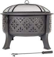 Large Deep Bowl Fire Pit with BBQ Grill | Outdoor Garden Heater | Steel Patio