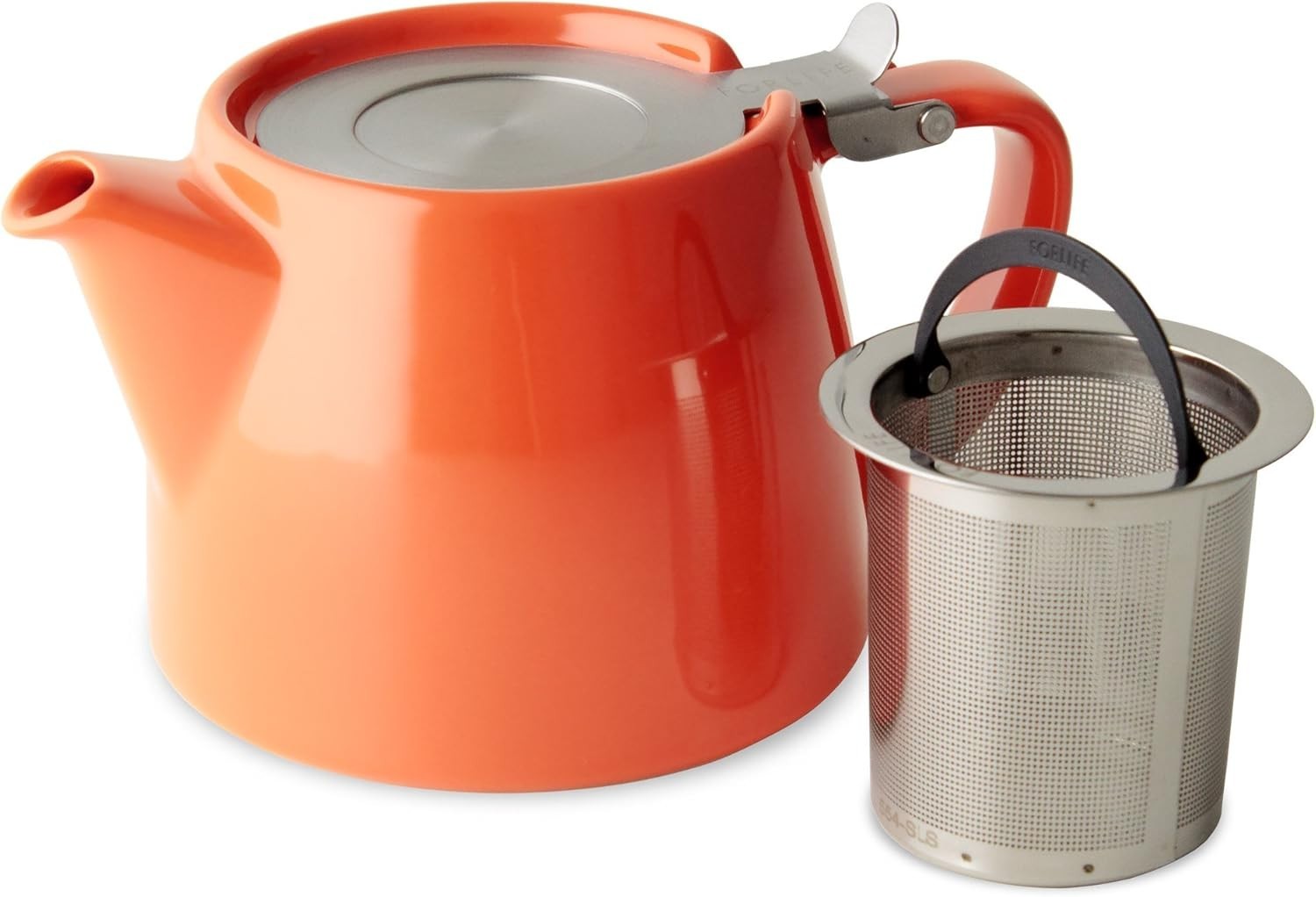 Porcelain Teapot with Infuser 530ml Orange Tea Pot Dishwasher Safe