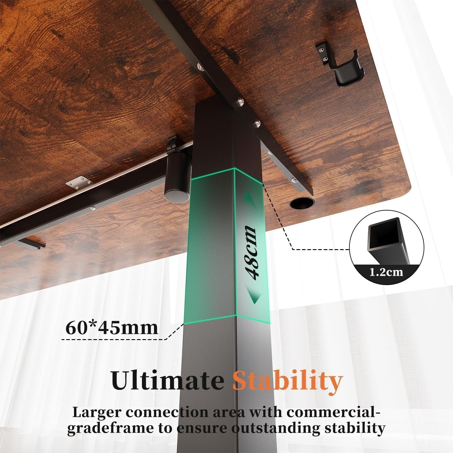 Electric Height Adjustable Standing Desk 120x60cm Rustic Brown Home Office Table