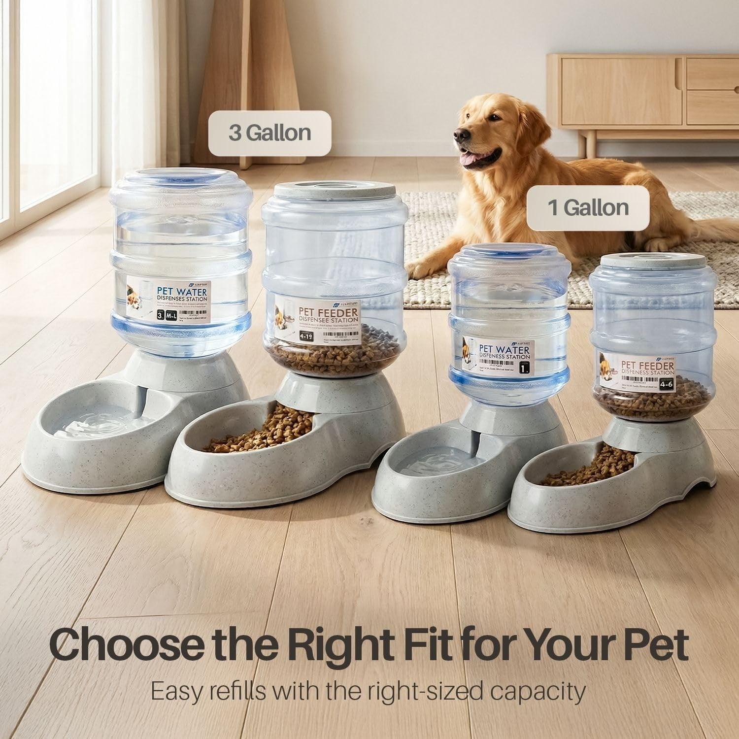Gravity Pet Feeder Water Dispenser Set Auto Food Station for Cats Dogs