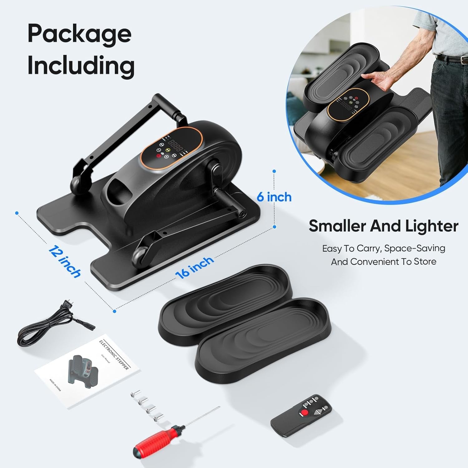 Electric Under Desk Elliptical Pedal Exerciser Quiet Remote Leg Trainer