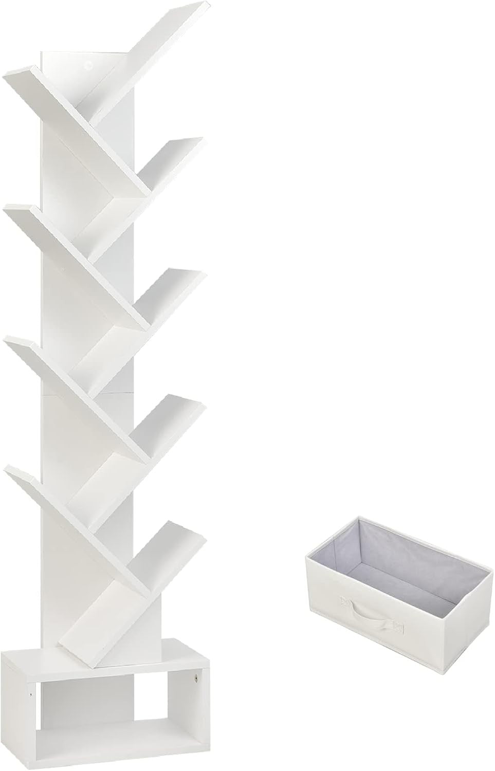 Modern 10-Tier Tree Bookshelf Slim Space-Saving Display Rack for Home Office