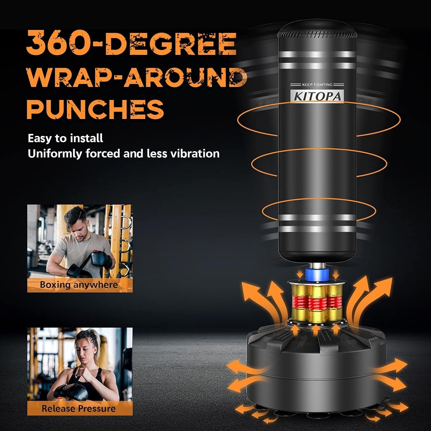 70in Standing Boxing Punch Bag 205lbs Heavy Duty MMA Kick Trainer