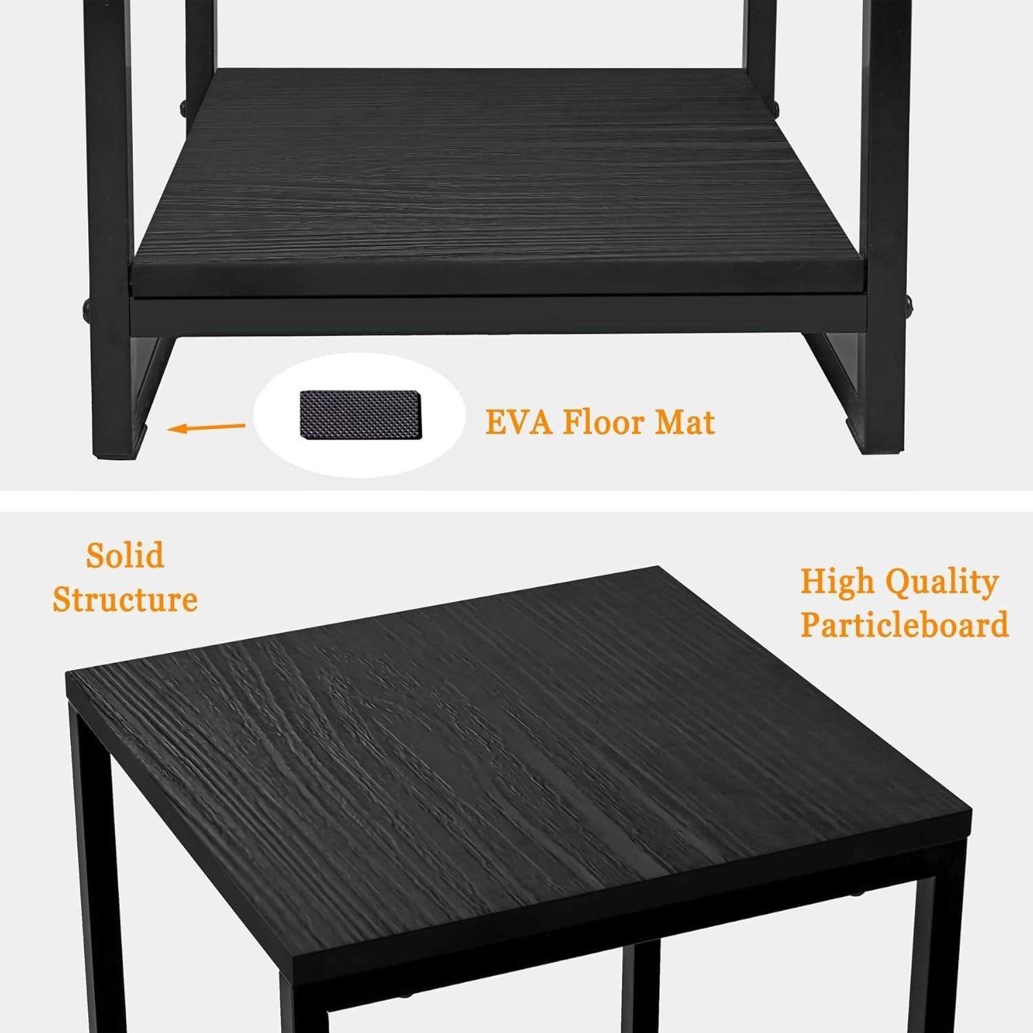 46" Tall 3 Tier Black Metal Plant Stand Indoor Modern Flower Pot Shelf