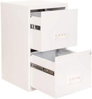White Lockable Metal Filing Cabinet 2 Drawer A4 Office Storage