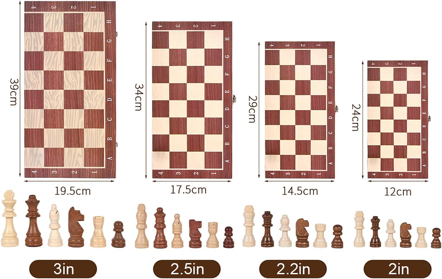 3 in 1 Wooden Chess Checkers Backgammon Set Folding Travel Board Game