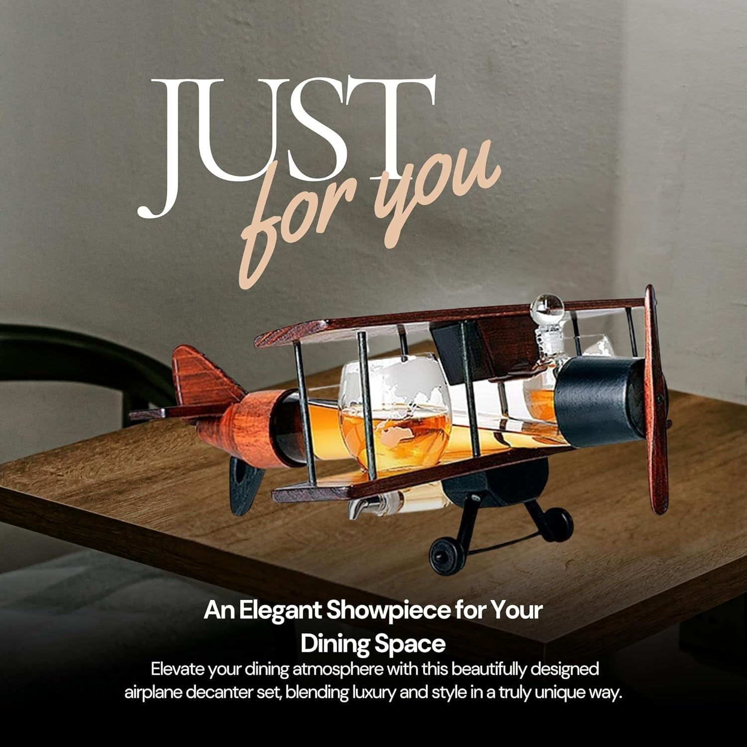 Luxury Airplane Whiskey Decanter Set 1000ml with Glasses | Aviation Gift for Men