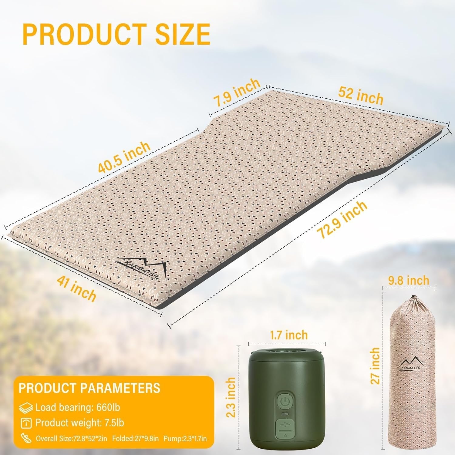 Inflatable SUV Air Mattress Car Bed 2-Person Memory Foam Camping Pad