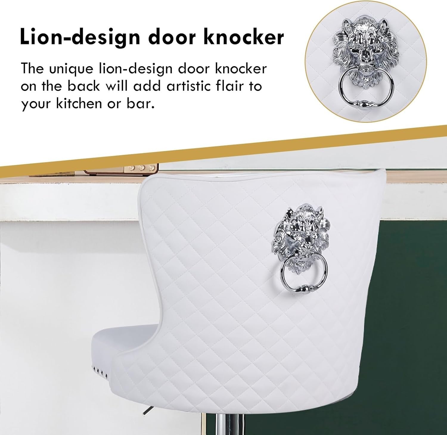 Adjustable Velvet Swivel Bar Stools Set of 2 | L-Shaped Comfort, Modern