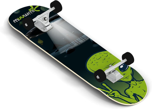 Kids & Teens Skateboard Complete Trick Board for Skateparks Alien
