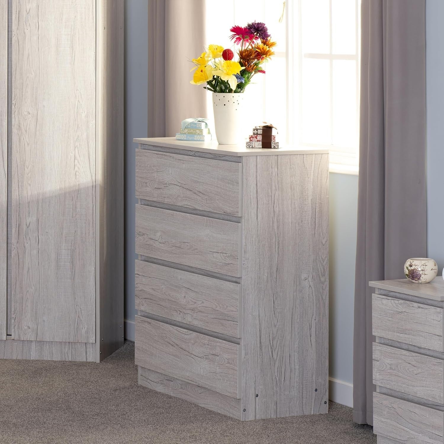 4 Drawer Chest Urban Snow Bedroom Storage Cabinet Modern Tall Unit