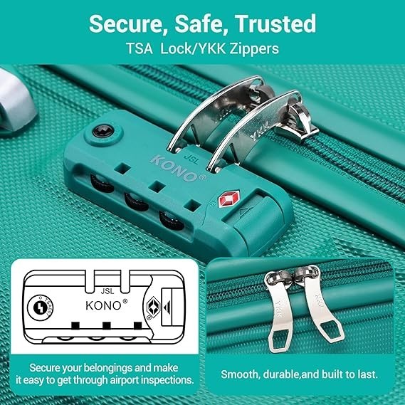 Travel Check Luggage 24” ABS+PC Hard Case Spinner Wheels TSA Lock