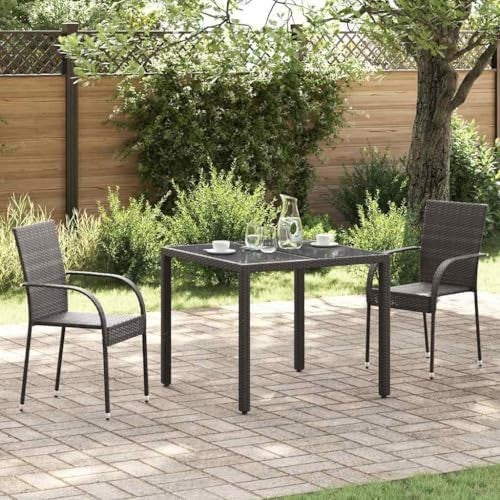 Stackable Rattan Garden Chairs Set of 2 Outdoor Patio Dining Seats