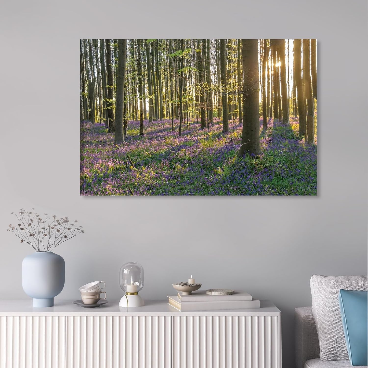 Forest Canvas Wall Art Sunrise Woodland Landscape Framed Nature Decor 40x30cm