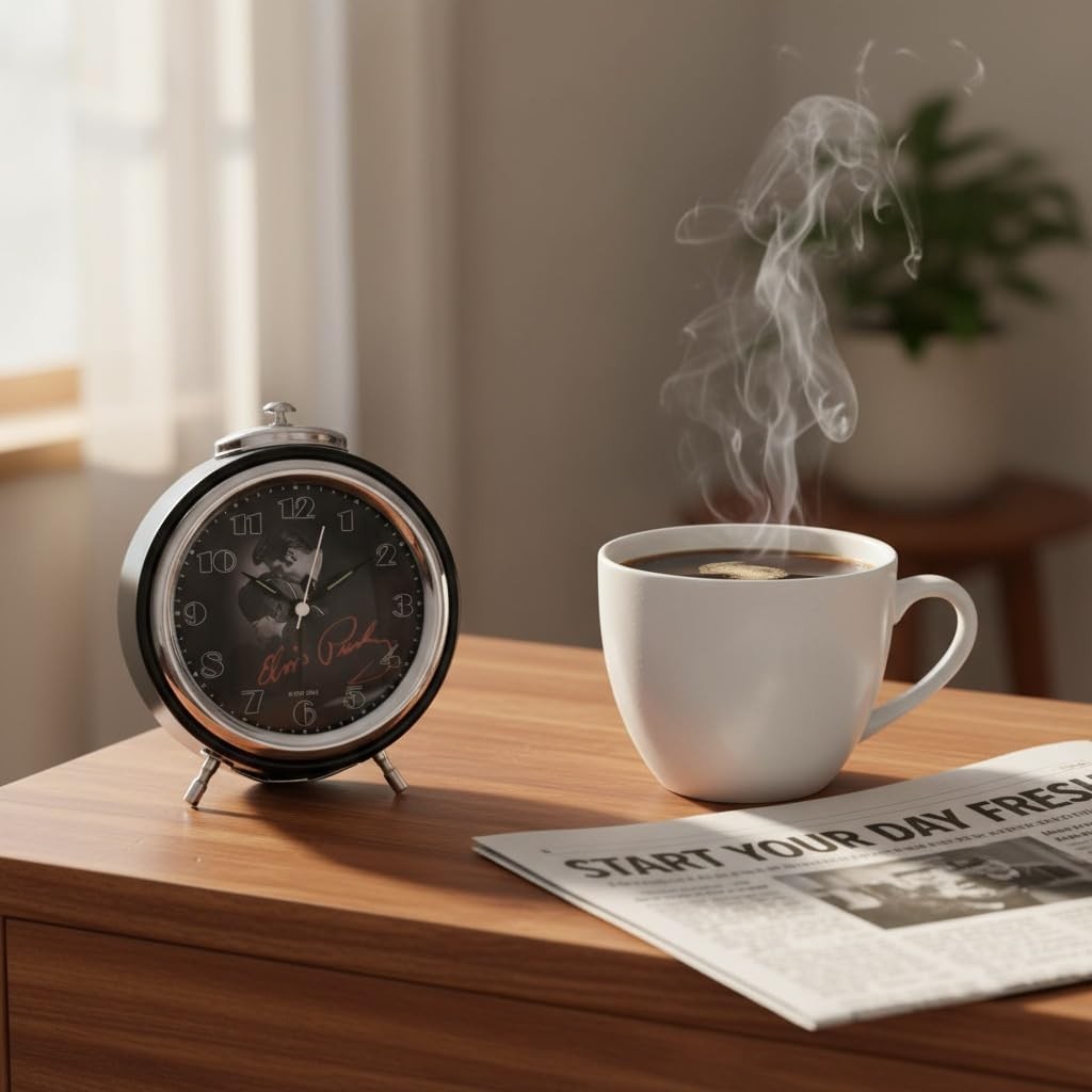 Retro Twin Bell Alarm Clock Loud Ring Vintage Metal Desk Clock Black