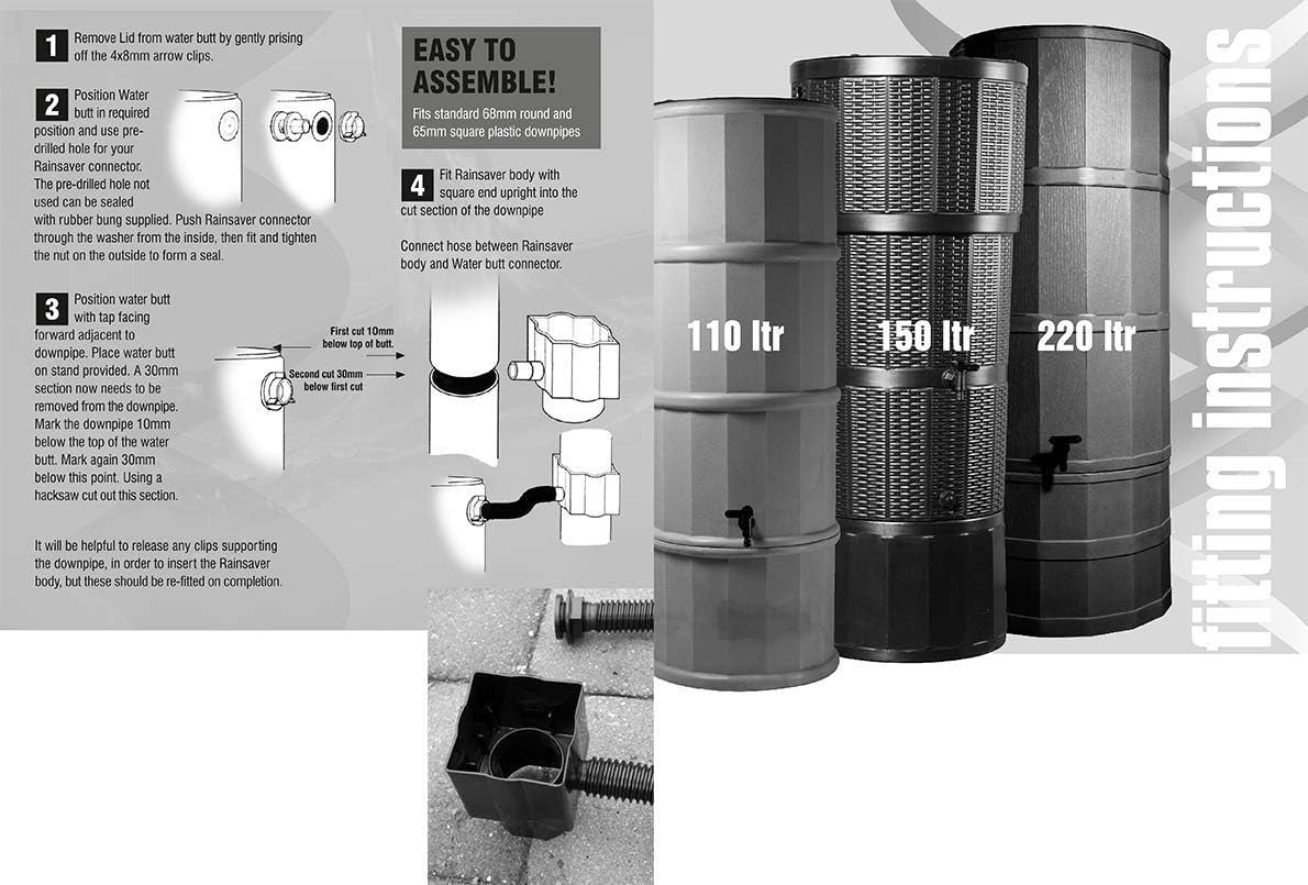 Green 200L Water Butt Kit With Stand Tap Diverter Tower Rain Storage UK