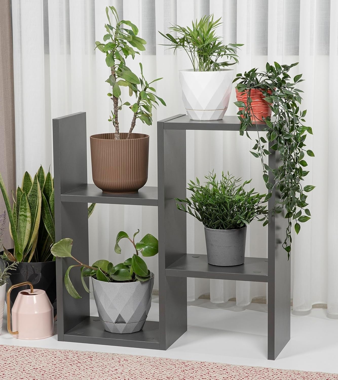 2 Tier Storage Side Table with Shelves, Compact Space-Saver 60x60x19.5cm