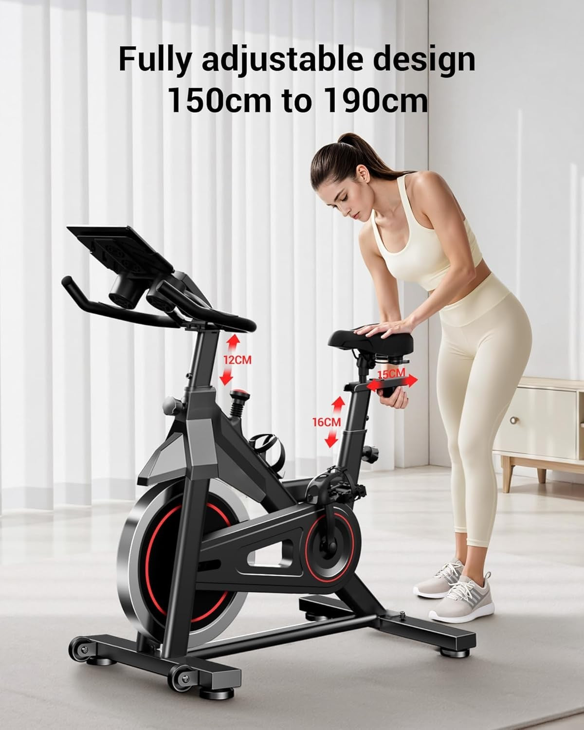 Magnetic Spin Bike w/ 0–100 Resistance, LCD Holder, Adjustable Seat 136kg Cap
