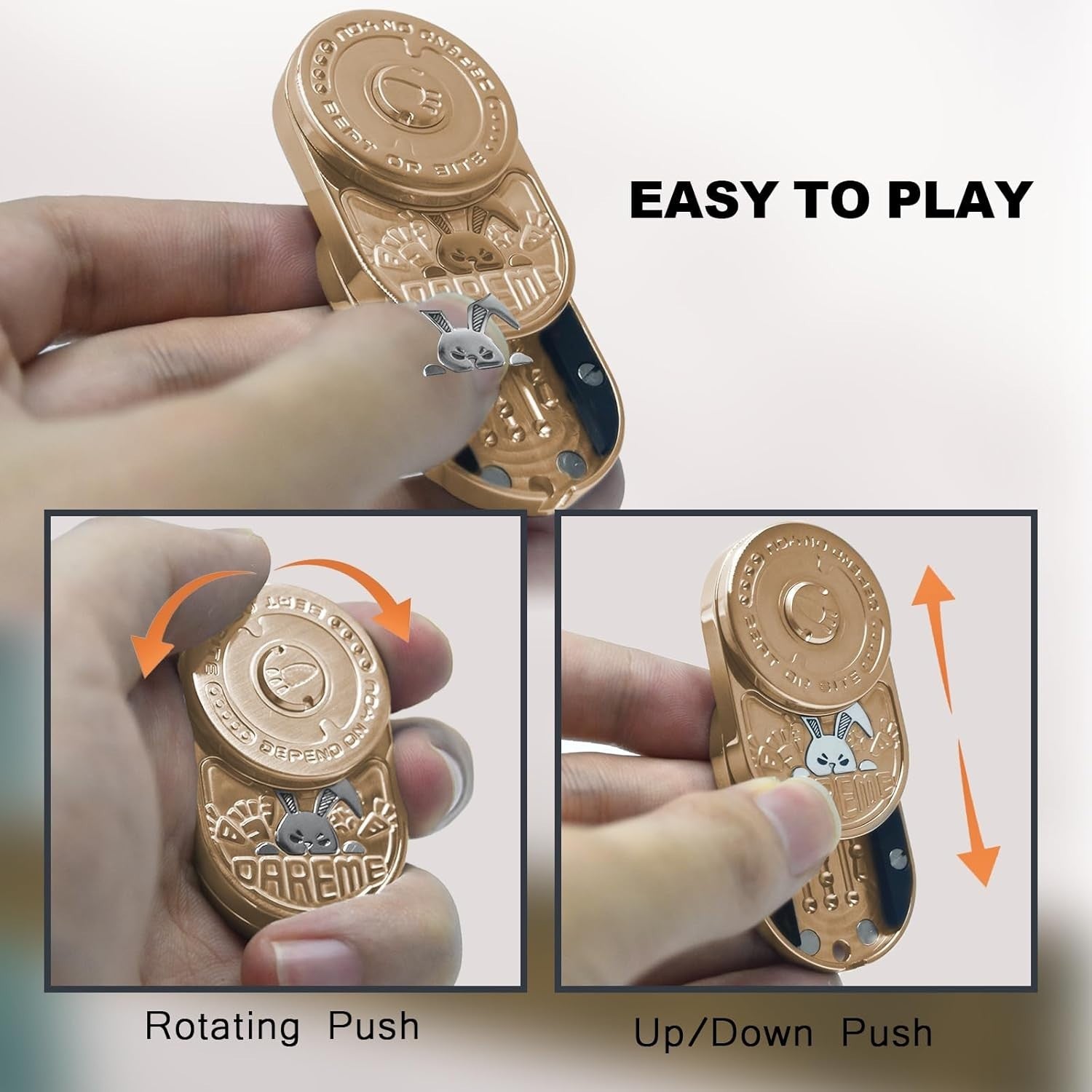 Rose Gold Bunny Fidget Slider Metal Ratchet Click Stress Relief EDC