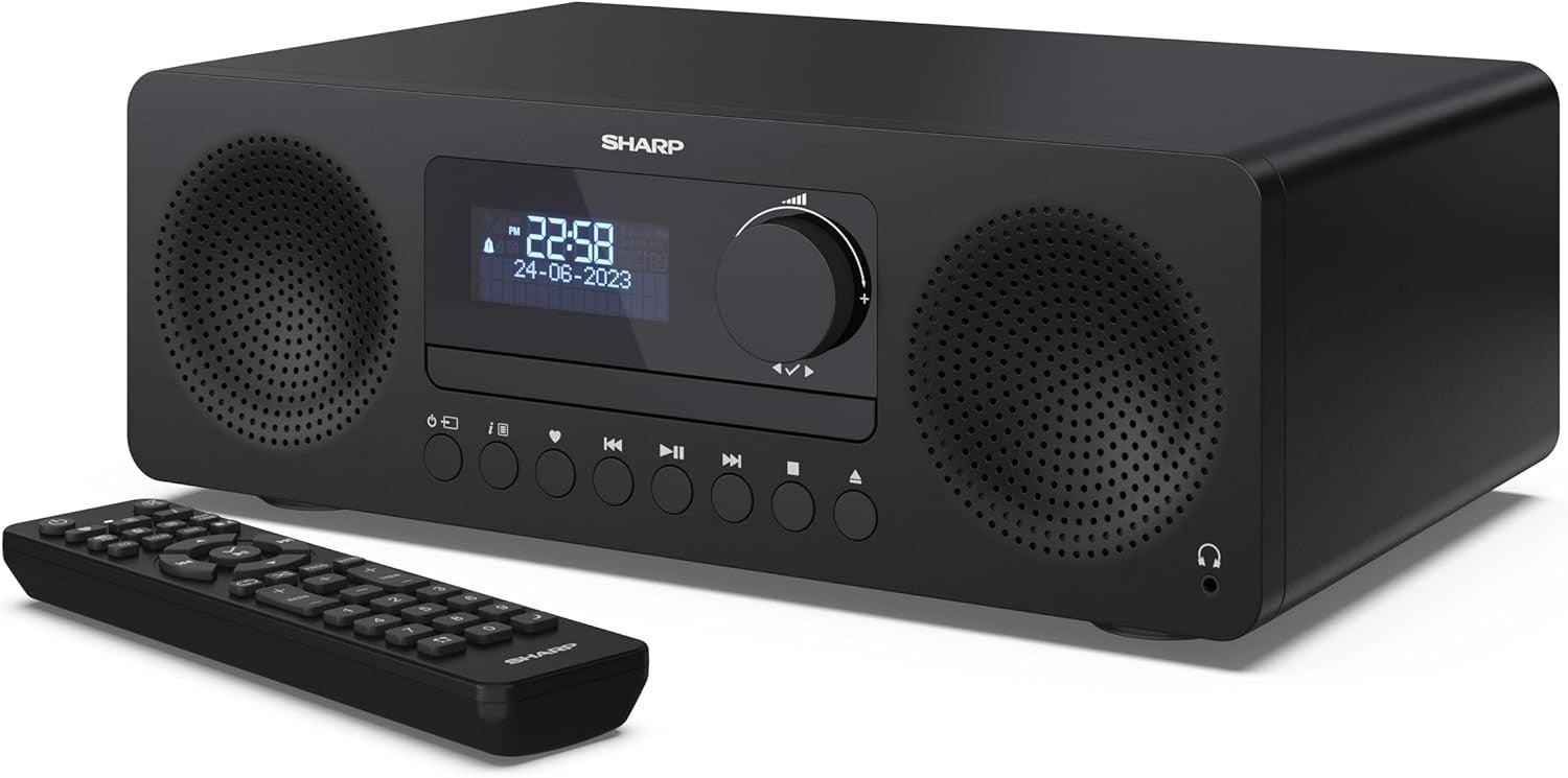 60W Hi-Fi Stereo System Bluetooth DAB Radio CD Player USB AUX Wooden Speakers