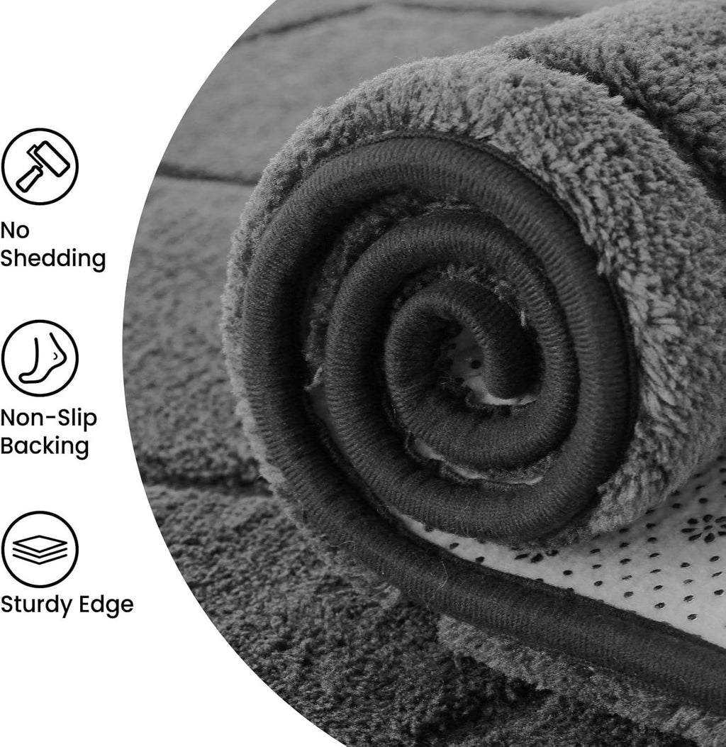 Dark Grey Area Rug 140x200cm Short Pile Washable Anti Slip Living Room