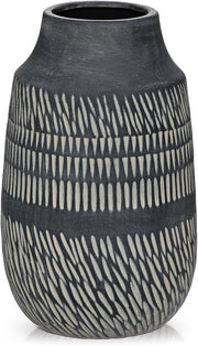Small Black Ceramic Vase 23cm Modern Scandinavian Decor for Pampas
