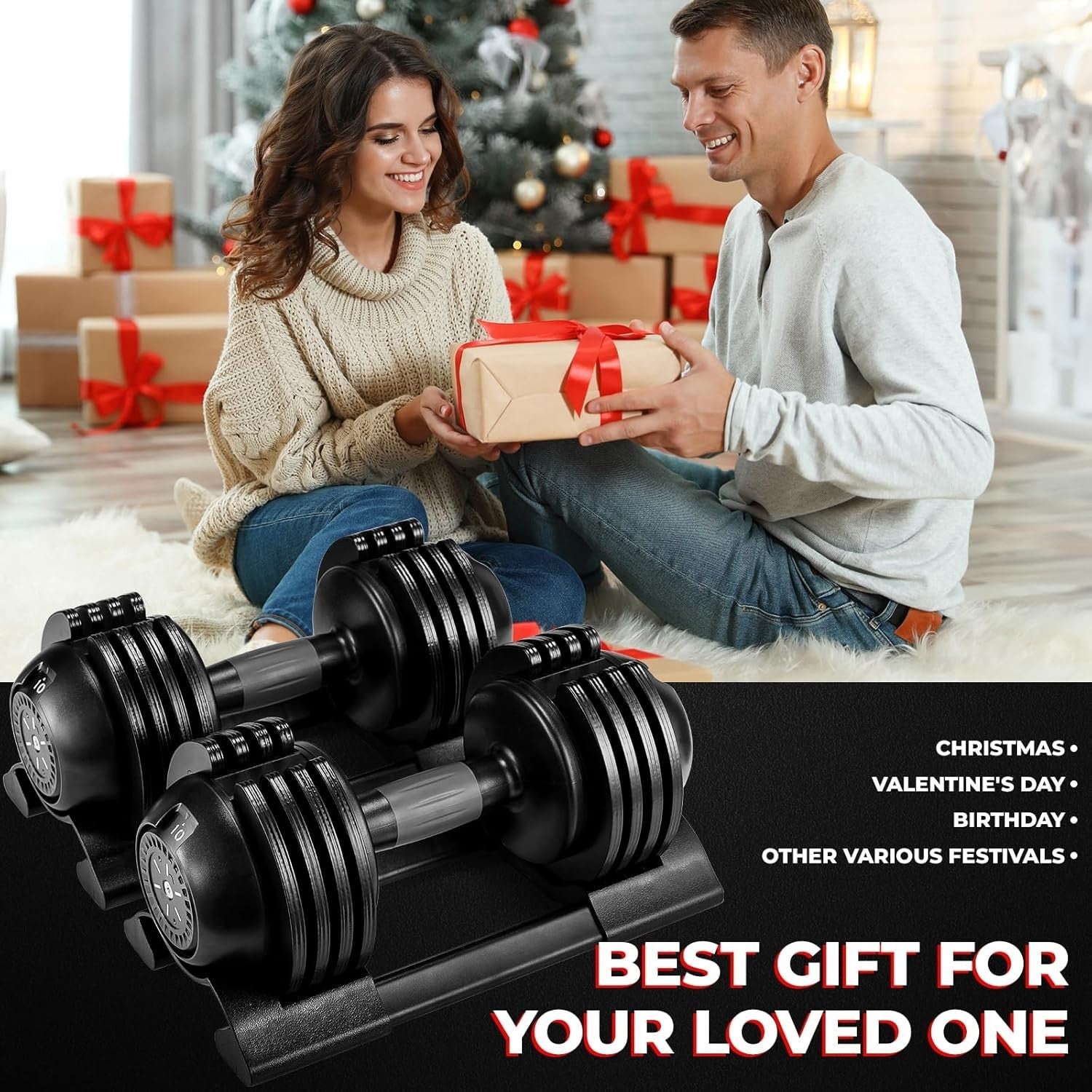 Adjustable Dumbbell Set 20kg Pair 5-in-1 Quick Change Non-Slip Home Gym