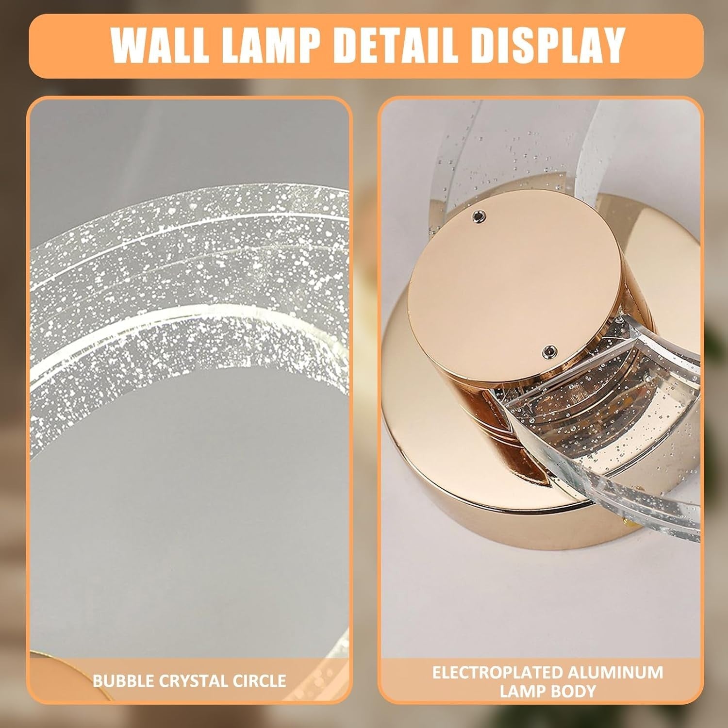 Modern Gold Crystal Wall Light Sconce | 3-Color LED, Luxury Look