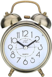 Vintage Twin Bell Alarm Clock Loud Silent Non Ticking Retro Bedside Desk