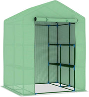 Heavy Duty Walk-In Greenhouse with Shelves | Reinforced PE Cover | Alloy Steel