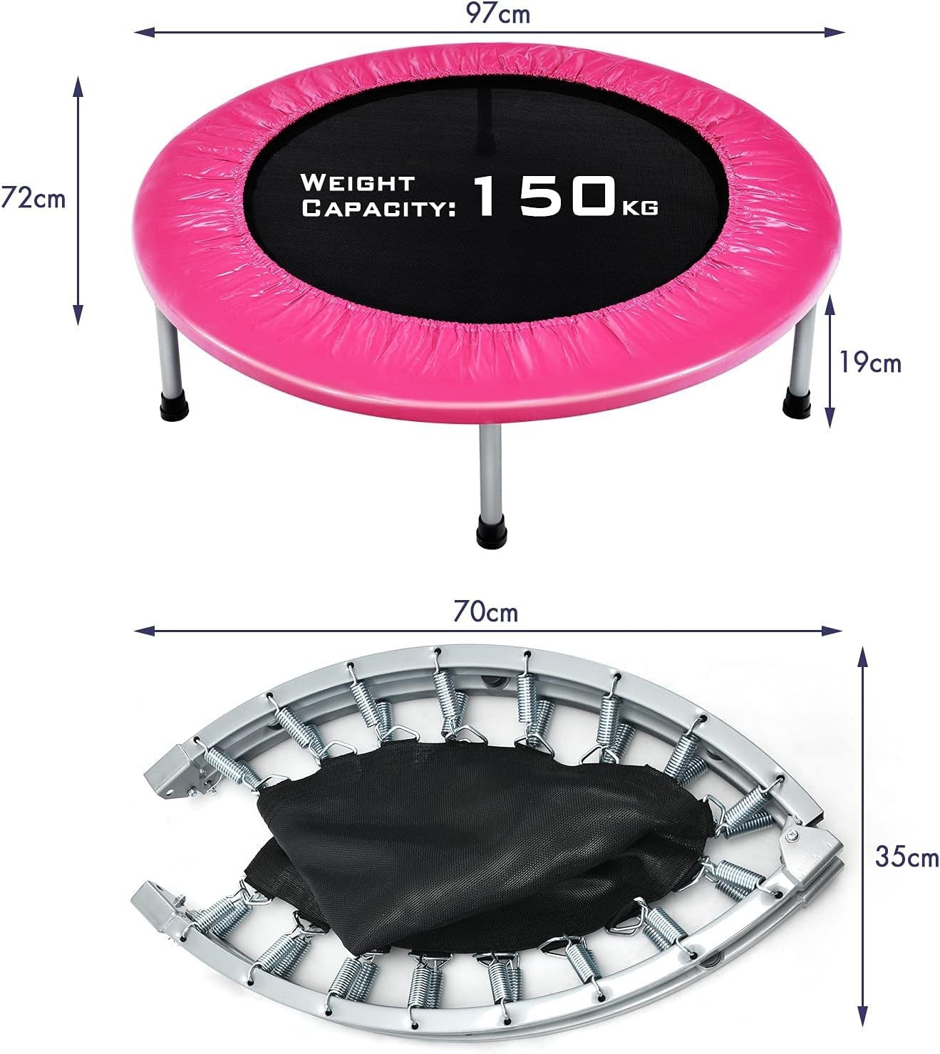 38in Foldable Fitness Rebounder Trampoline PVC Cover Indoor Outdoor