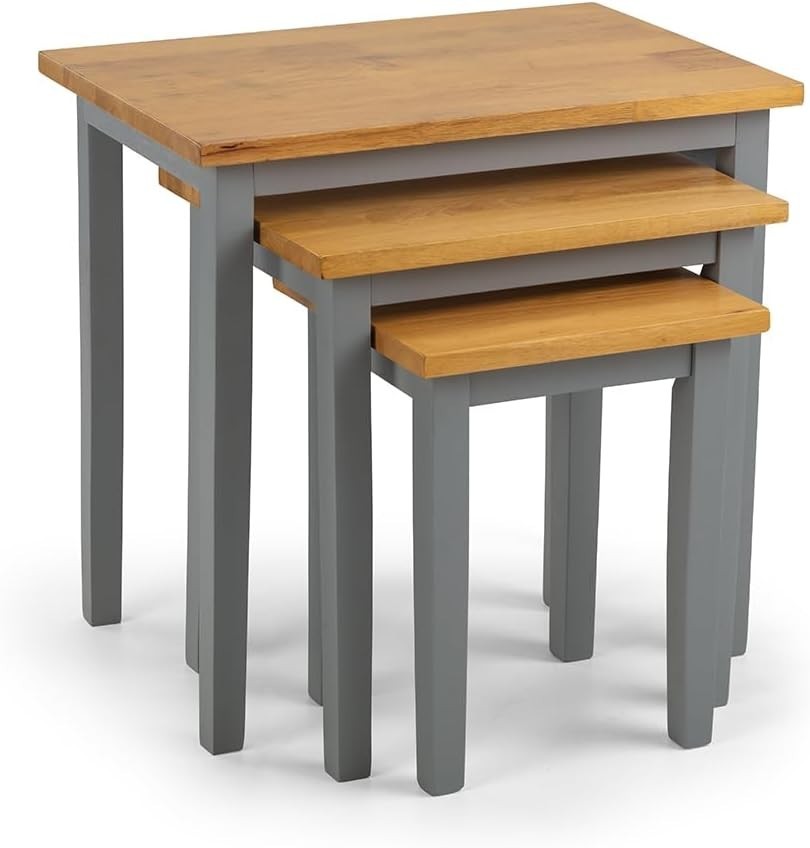 Space Saving Nesting Tables Set of 3 Wood Grey Oak Modern Living Room