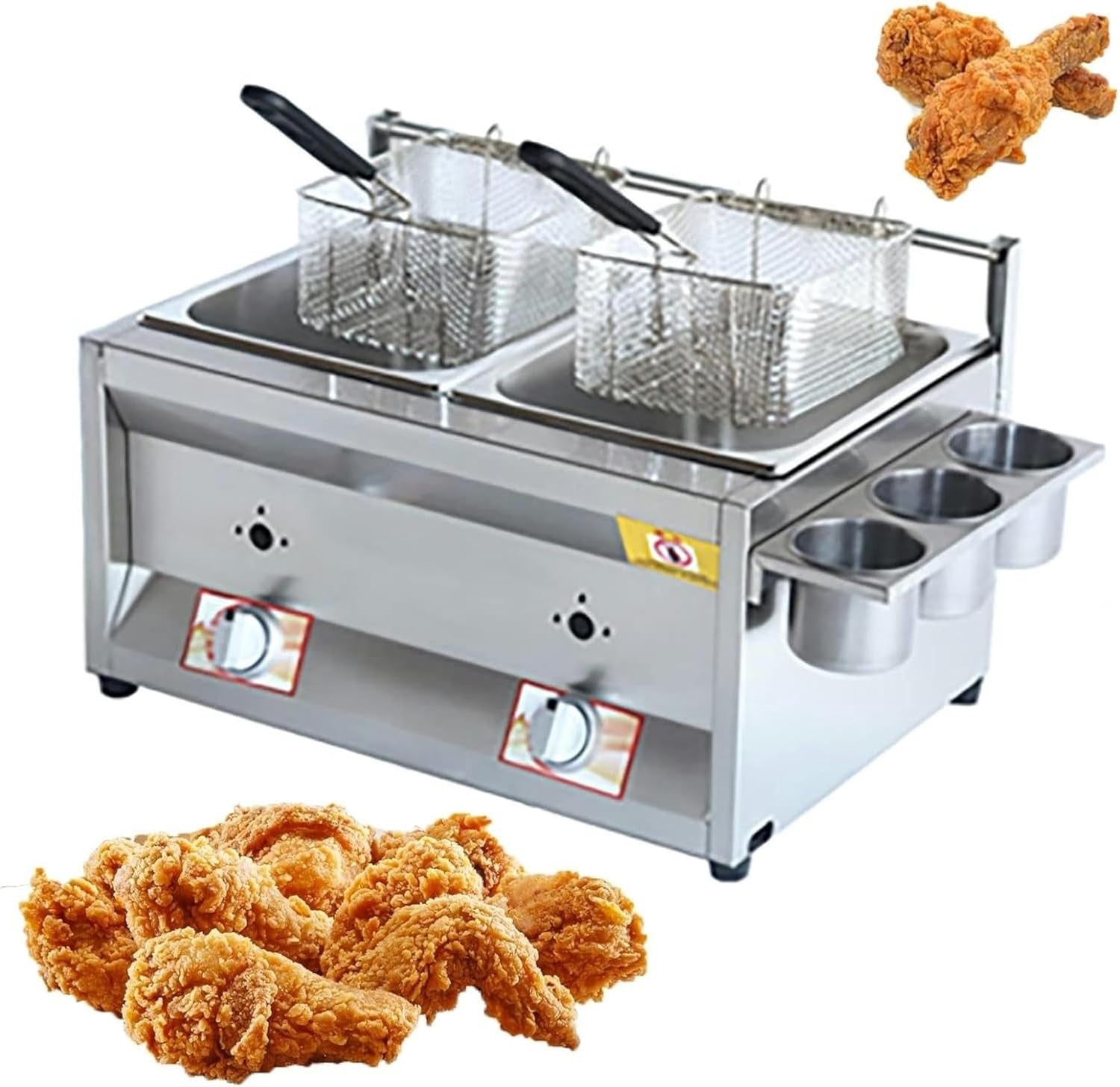 20L Double Tank Gas Deep Fryer Stainless Steel LPG Commercial
